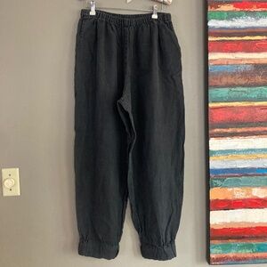 FLAX by Jeanne Engelhardt 100% linen pants black / gunmetal gray size 1X